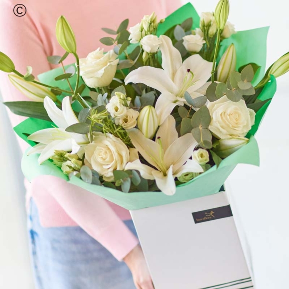 White Rose and Lily Bouquet