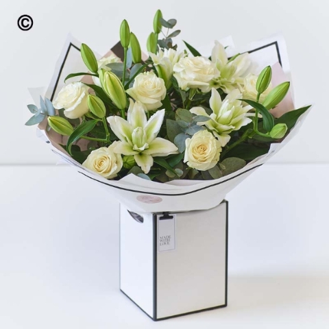 Beautifully Simple Luxury White Rose and Lily Bouquet